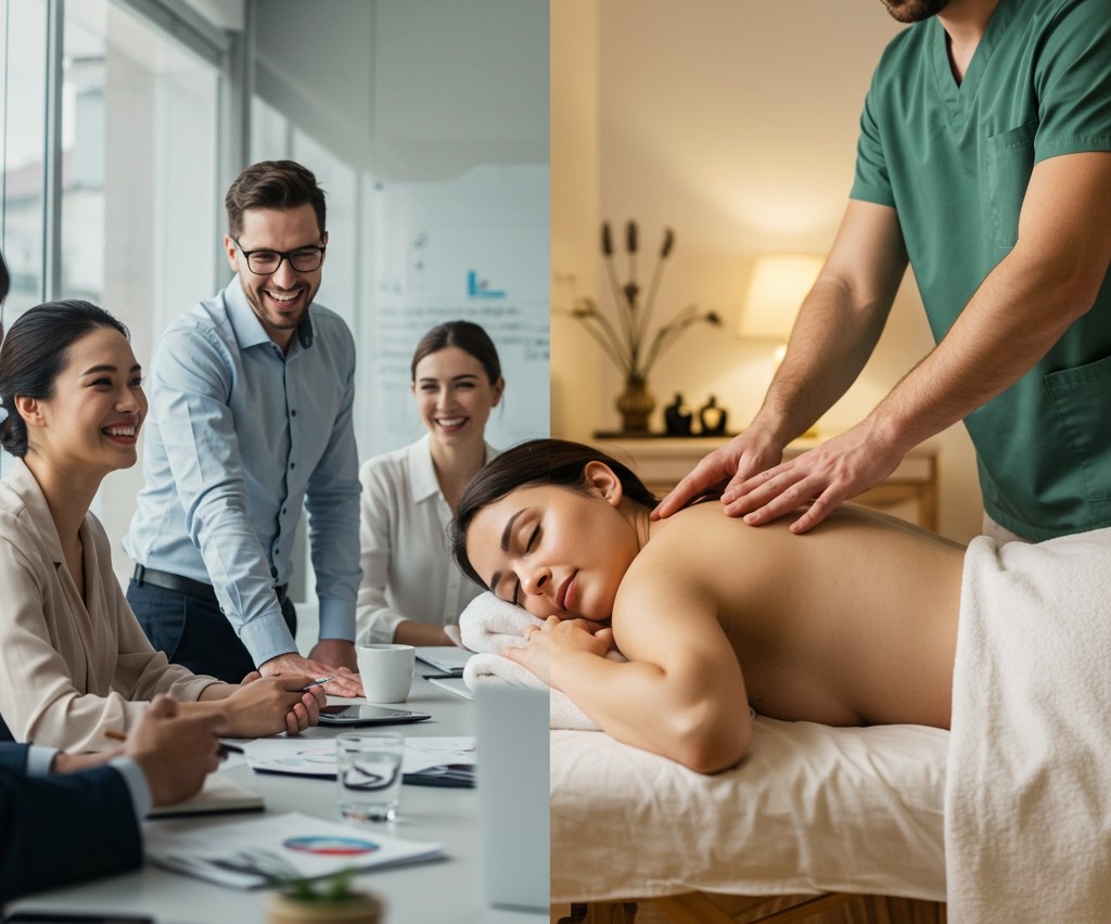 corporate massage after a long hard day at the office