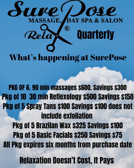 Quarterly specials at SurePose Day Spa